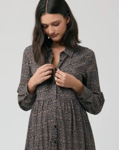 Abby Button Through Dress  Slate