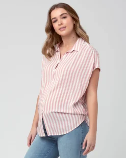 Ada Relaxed Shirt Terracotta / White