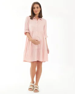 Adel Linen Dress Soft Pink