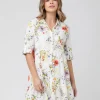 Bloom Button Through Dress  Natural