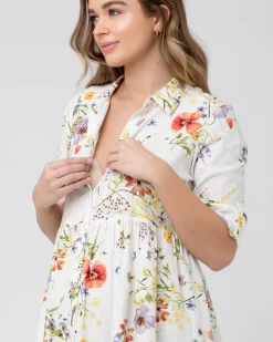 Bloom Button Through Dress  Natural