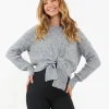 Bonnie Tie Front Knit  Grey Marle