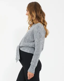 Bonnie Tie Front Knit  Grey Marle