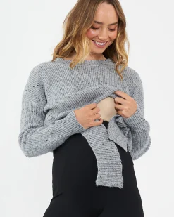 Bonnie Tie Front Knit  Grey Marle