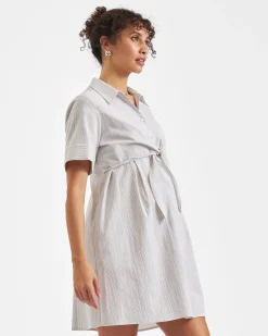 Bronte Tie Up Dress  Natural /White