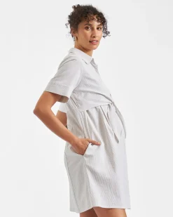 Bronte Tie Up Dress  Natural /White