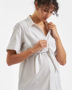 Bronte Tie Up Dress  Natural /White