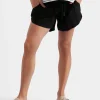 Byron Shirred Linen Short  Black