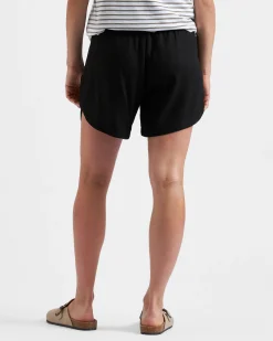 Byron Shirred Linen Short  Black