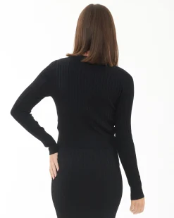 Caitlin Rib Crop Cardigan Black