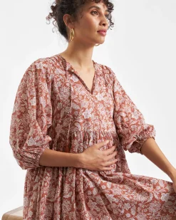Cali Nursing Dress  Amber / White
