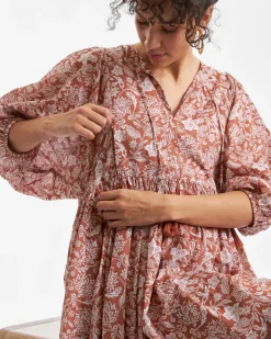 Cali Nursing Dress  Amber / White