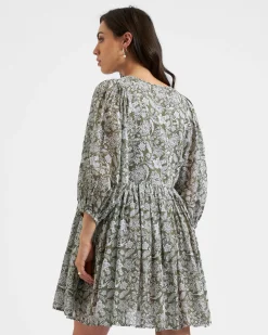 Cali Nursing Dress  Olive / White