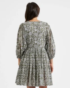 Cali Nursing Dress  Olive / White