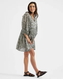 Cali Nursing Dress  Olive / White