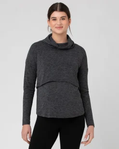 Cameron Roll Neck Nursing Top  Dark Charcoal