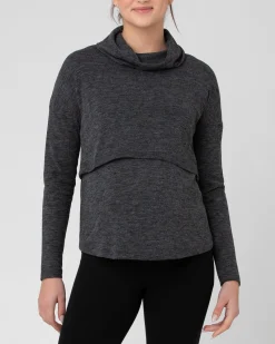 Cameron Roll Neck Nursing Top  Dark Charcoal