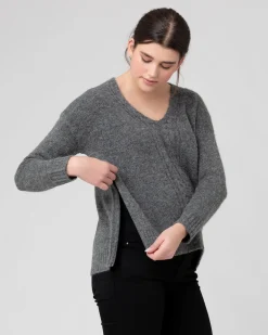 Cara Cable Nursing Knit  Dark Charcoal