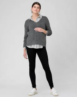 Cara Cable Nursing Knit  Dark Charcoal