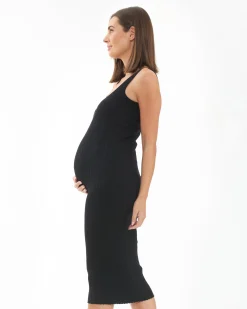 Carmen Rib Knit Dress  Black