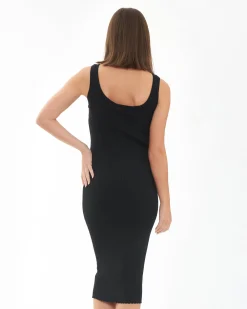 Carmen Rib Knit Dress  Black