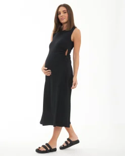 Carol Rib A-line Dress  Black