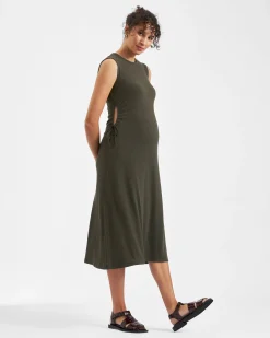 Carol Rib A-line Dress  Khaki
