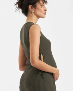 Carol Rib A-line Dress  Khaki