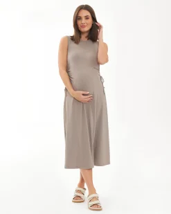 Carol Rib A-line Dress  Taupe