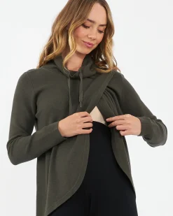 Cassie Cross Over Nursing Knit Khaki