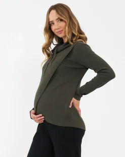 Cassie Cross Over Nursing Knit Khaki