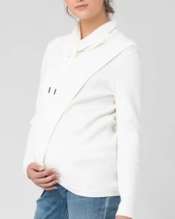 Cassie Cross Over Nursing Knit Off White