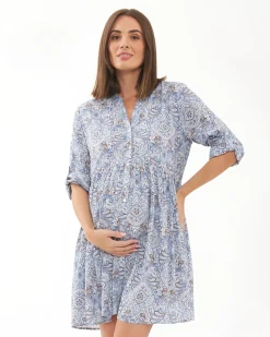 Celest Button Through Dress Lapis