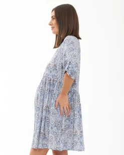 Celest Button Through Dress Lapis