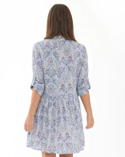Celest Button Through Dress Lapis