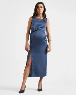 Chantell Side Twist Dress  Washed Indigo