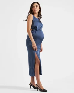 Chantell Side Twist Dress  Washed Indigo