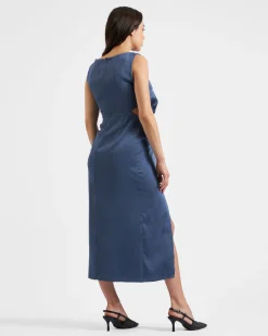 Chantell Side Twist Dress  Washed Indigo