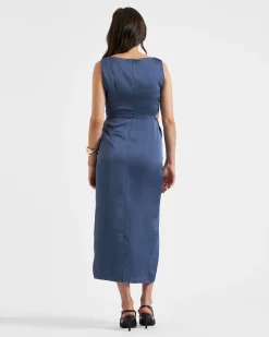 Chantell Side Twist Dress  Washed Indigo