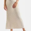 Charli Rib Knit Skirt  Stone