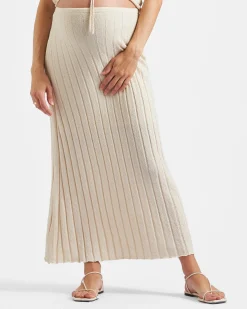 Charli Rib Knit Skirt  Stone