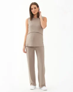 Cindy Rib Pant  Taupe