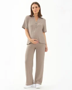 Cindy Rib Pant  Taupe