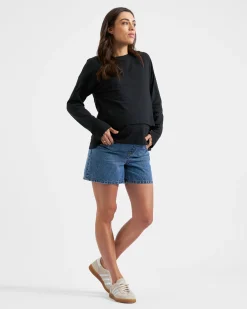Claud Long Sleeve Nursing Top Black