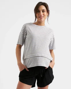 Claudette Nursing Tee  White / Olive