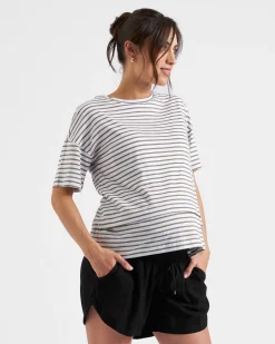 Claudette Nursing Tee  White / Olive
