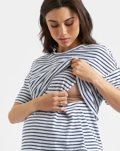 Claudette Nursing Tee  White / Ink
