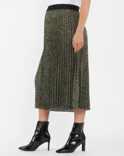Cleo Pleat Skirt Khaki / Black