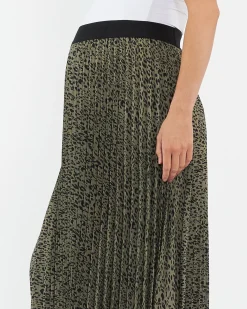 Cleo Pleat Skirt Khaki / Black