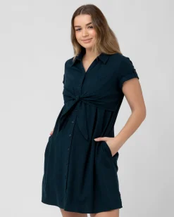 Colette Tie Up Linen Dress Biro